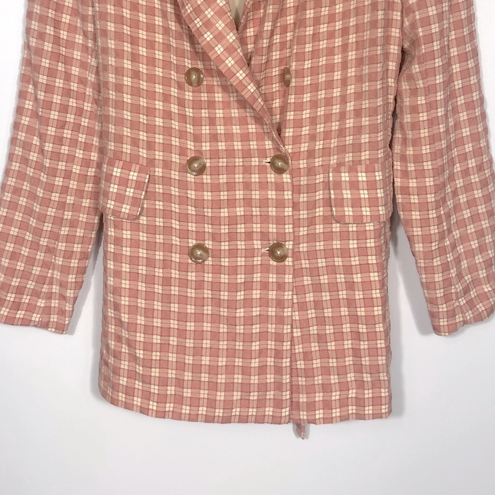 NEW Free People Olivia Gingham Blazer Size S Cream/Pink - Picture 7 of 11